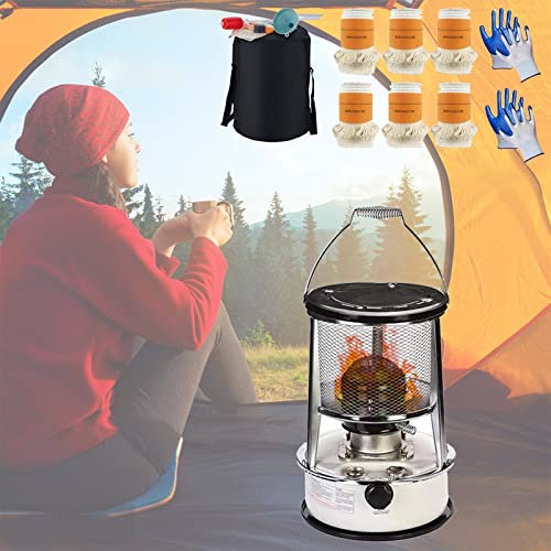 BomDog Estufa de Queroseno para Tienda de Campaña con Bolsa de Transporte Y 6 Mechas Calentador de Aceite de Queroseno para el Hogar Estufa de Emergencia/6L/White