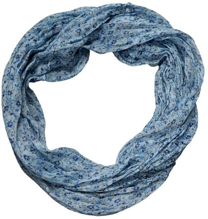 beybey® zarter Damen Loop Schal aus einem sehr feinen Material aus Seide und Baumwolle und in exkluisve Farben. (Blümchen sky blue)
