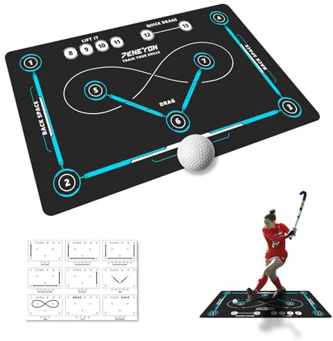 peneyon Hockey-Trainingsmatte für drinnen und draußen, für alle Altersgruppen, rutschfeste und leise Oberfläche, Hockey-Trainings-Enthusiasten, 150 x 90 cm