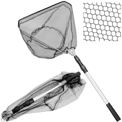 QWORK® 1.5 m Faltbarer kescher Angeln mit Aluminium-Griff, ideal für alle angelsituationen