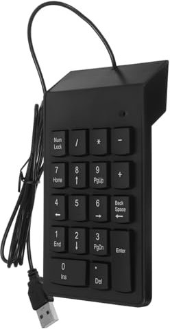 EXCEART Teclado Numérico USB 19 Teclas Portátil Teclado Mecánico Compacto Accesorio para Finanzas y Bancos USB Estable Color Negro