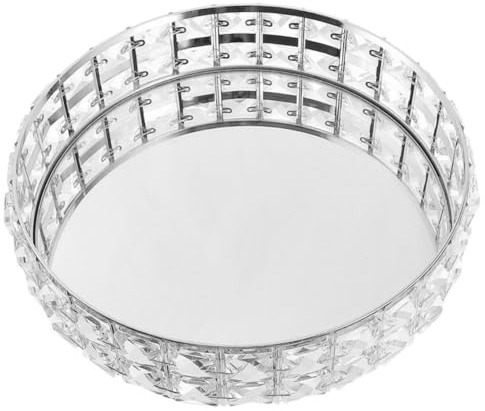 Homoyoyo Vassoio Portaoggetti Rotondo in Cristallo con Superficie Specchio Organizer per Gioielli e Cosmetici Vassoio Decorativo da Bagno e Toeletta Argento Elegante per Casa e Vanity