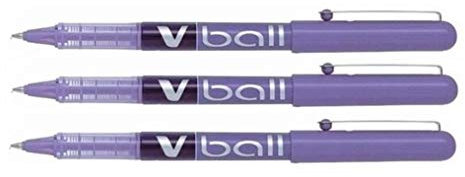 Pilot Set di 3 penne roller V Ball VB5 a inchiostro liquido in metallo sottile viola