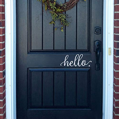 BATTOO Hello Door Decal - Front Door Sticker, Entryway Decor (9X 4, White)
