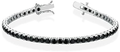 BRACCIALE TENNIS DA UOMO IN ARGENTO 925 RODIATO CON ZIRCONI NERI TAGLIO BRILLANTE