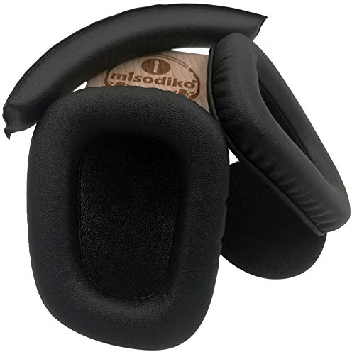 Misodiko Ersatz-Ohrpolster und Kopfbandpolster – für Logitech G930 G430 G230 verkabelt/kabelloses Gaming-Headset, Kopfhörer Reparatur-Teile für Ohrenschützer und Becher