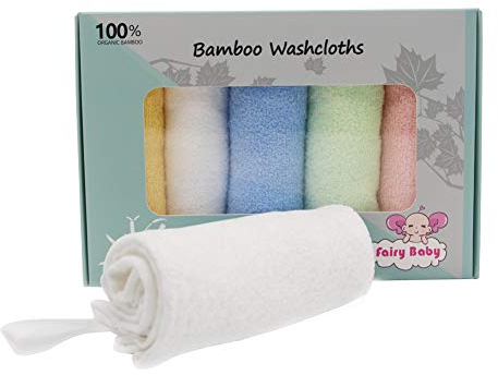 Bambus Waschlappen Baby 5 Pack (25 x 25) Waschlappen Baby Weich Schonend auf empfindliche Haut für Säuglinge, Kleinkinder, Erwachsene