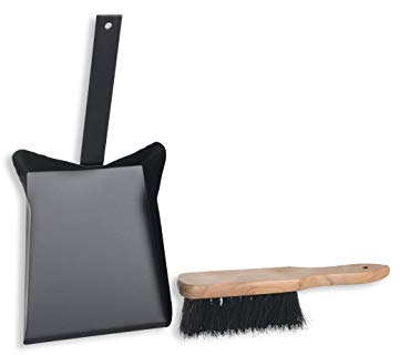 HERSIG - Accesorios Chimenea | Set Cepillo y Recogedor Chimenea para Cenizas - 19 x 34 x 15 cm