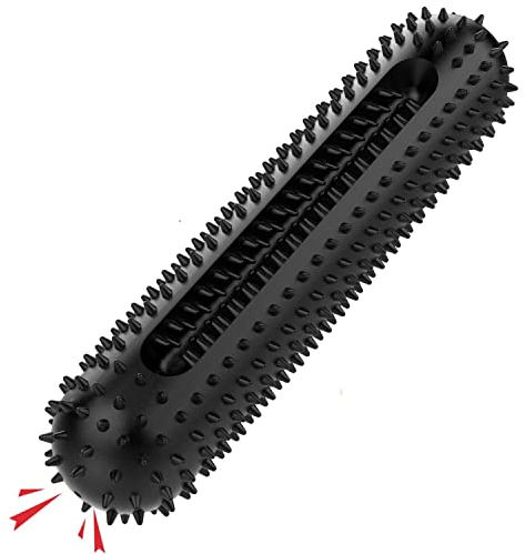 PETIZER Quietschspielzeug für Hunde, Starke Zahnbürste, Kauspielzeug für Welpen, Gummispielzeug für Haustiertraining, Zähneputzen, Spielen und Kauen für M- und L-Rassen (Schwarz)