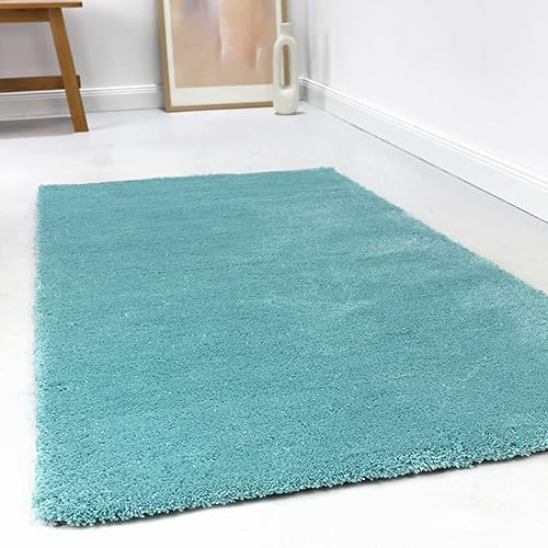 Wecon Home Kuschelig weicher Esprit Hochflor Teppich, bestens geeignet fürs Wohnzimmer, Schlafzimmer und Kinderzimmer RELAXX (70 x 140 cm, türkis)
