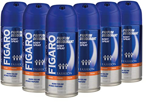 Figaro Deodorante Uomo, Body Spray Fragranza Fashion, Antiodore ad Azione Prolungata - 6 x 150 ML