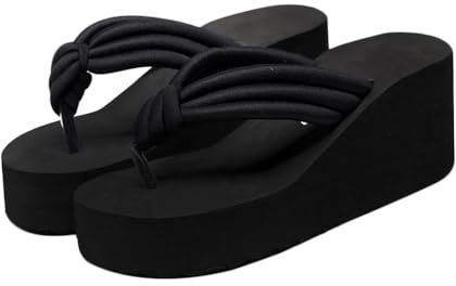 Happyyami Women S High Heeled with Wedge Platform Non-Slip Sandals for Beach and Resort Wear Stylish Arch Support Slippers