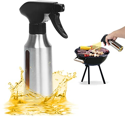Haiaoxonr Spray Bottle,180ml Olive Oil Sprayer for Cooking,Stainless Steel Oil Spray Bottle Mister for Air Fryer,Canola Spritzer Bottles for BBQ, Salad, Vinegar,Kitchen Baking, Roasting