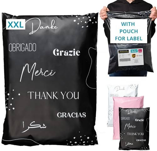 EMBALLAX - 20 Buste per Spedizioni Vinted grandi CON TASCA PER BOLLETTINO - XXL 60x45cm - NON TRANSPARENTI/RESISTENTI - Sacchetti Spedizione in Plastica - Pochette per Spedizioni Postali - grazie