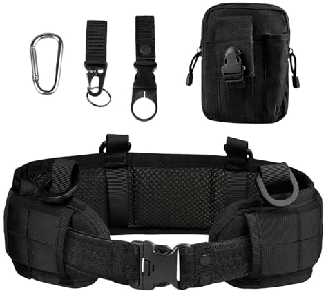 Lsgoodcare Taktische Kampfgürtel Sets, Molle Gürtel mit Schnalle für Schießen Jagd Wild Verteidigung Gürtel Outdoor-Sport-Gürtel schwarz