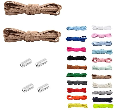 Rhys 2 Juegos Cordones Elásticos Sin Nudo con Hebilla Metal, Cordones Deportivos Ajustables, No es Necesario Atar Cordones de Zapatos, 100cm, para Adultos Niños