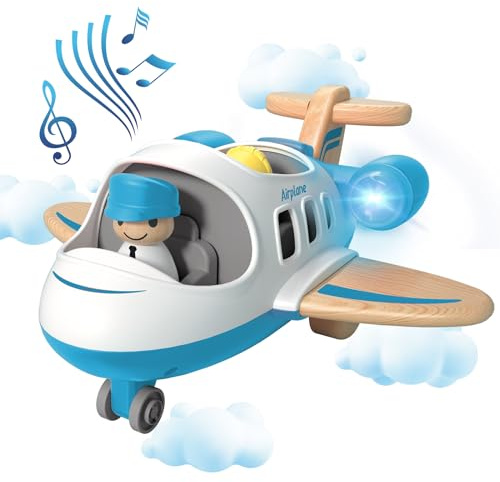 Wanborns Kids Airplane Toy with Sound and Light, Mini Airliner for 18 Months to 5 Years Old Boys Gift