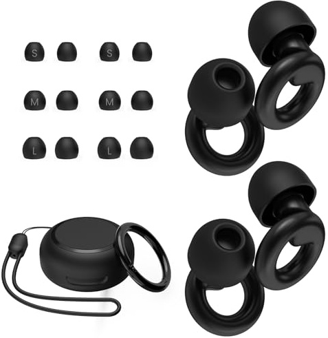 JUSTRVN Ear Plugs for Sleeping,2 Pairs of Stylish Reusable Noise Reduction Earplugs with 8 Pairs Tips & case,Hearing Protection Earplugs for Concert,Travel,Work,Live Events - 25dB-30dB