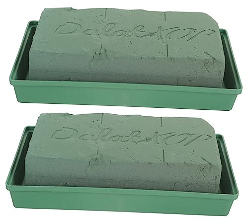 Veemoon 2pcs Floral Foam Flower Blocks for DIY Arrangements and Graveyard Decorations, Green Square Floral Bricks with Water Absorption to Keep Flowers Fresh