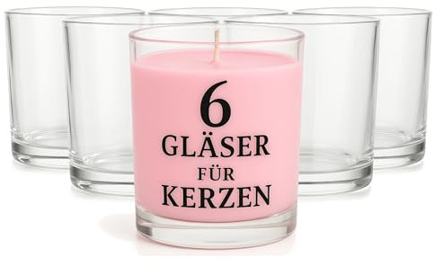 Glasmark KROSNO 1992 Barattoli in Vetro Transparente 6 Pezzi per Fabbricazione Candele Fai Da Te 180 ml