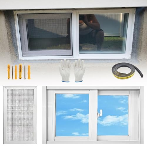 Household Windows Basement Sliding Window With Screen, 20 22 24 26 28 30 32 34 36 38 40 Shed Windows Replacement For Houses Shed Chicken Coop Bathroom Rv Garage(White,34x21in)