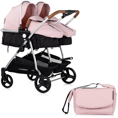 DUO SMART Cochecito para gemelos o niños de edades cercanas ancho 79 cm Rosa sin cosy