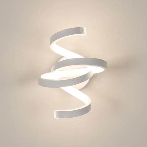 Goeco Applique Parete Interno LED a Spirale 20W 2200LM 4500K, Bianco