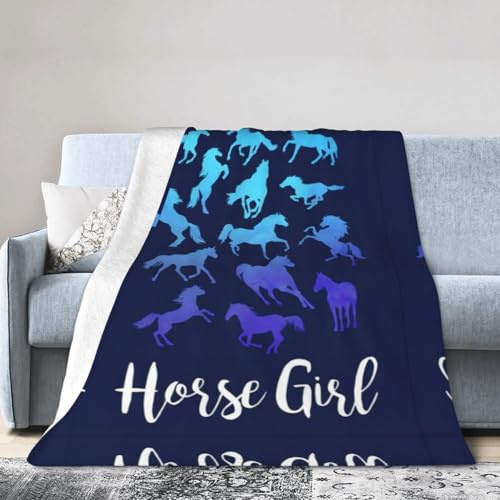 BLWSLC Large size 50x40 horse riding printed blanket flannel blanket suitable for sofas and chairs