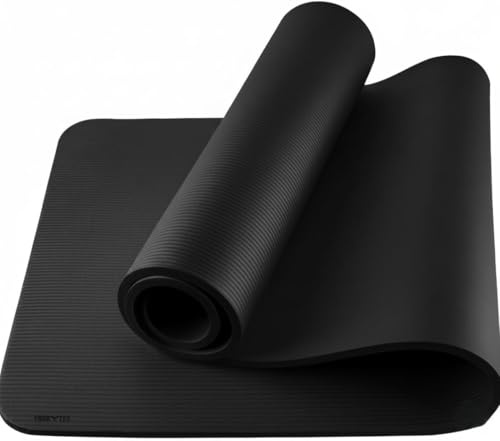 Yoga Exercise Mat - NBR 10mm Thick, Non Slip Mat for Exercise, Aerobic, Gymnastics, Home Exercises, Workouts, Fitness, Camping, Pilates, Gym - 183cm x 61cm - Black