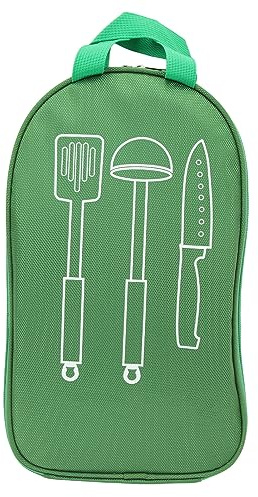 Chenglanhsjg Camping köksredskap set förvaringsväska, kompakt design, flera fack, hållbart polyestertyg, för utomhusmatlagning, picknick, vandring, resor, gRÖN, ledig