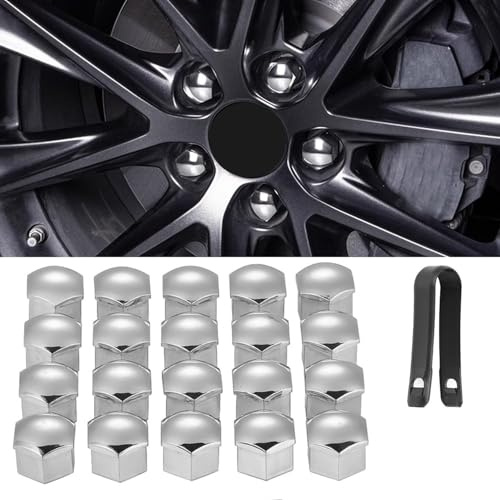 20 Pièces Capuchons d'écrou Boulon Roue pour Citroen DS3 / DS DS3 2009-2016, Voiture Cache-écrous De Roue Cache-vis Boulon Jantes Boulon Ecrou Couvre,C/Silver-19mm
