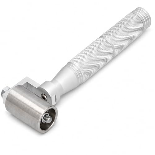 VOBOR Rouleau de Pression Plat en Acier Inoxydable 40mm, Outil de Marouflage pour Joint de Bord de Papier Peint, Rouleau à Main pour Bricolage et Décoration Intérieure