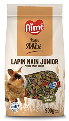 AIME Nourriture pour Jeune Lapin, NUTRI'BALANCE SAVOUR MIX, Repas mélange varié vitamines et Fibres, 900G - Lot de 4