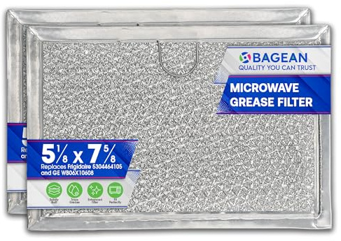 Microwave Filter Replacement 5.12” x 7.64” Fits Frigidaire 5304464105 WB06X10608 GE Microwave Filter - Aluminum Mesh Screen Grease Filter - Filters Air Entering Over the Range Oven Vent Fan (2-Pack)