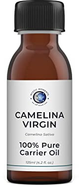 Mystic Moments Camelina Virgin Carrier Oil - Olio puro e naturale da 250 ml, perfetto per capelli, viso, unghie, aromaterapia, massaggio e diluizione dell'olio, vegano senza OGM