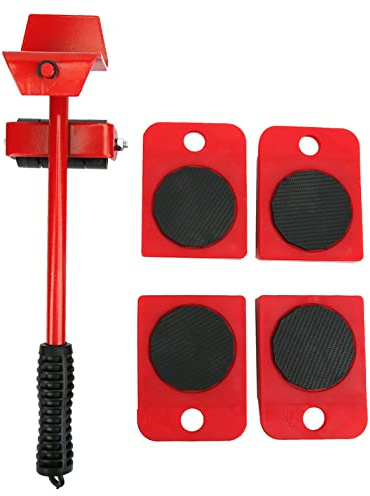 Palanca para Mover Muebles Pesados con Ruedas Giratorias, Herramienta de Transporte, Plástico y Hierro, 105x80x22mm
