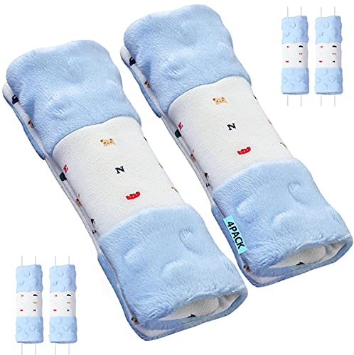 4 Stück Gurtpolster babyschale,Baby Kinderwagen Trageschale Gurtschutz - Sicherheitsgurt Schulterpolster Schulterkissen Gurtschoner Autositze Gurtpolster für Babys 15x5cm