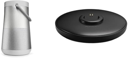 Bose Enceinte Bluetooth Portable SoundLink Revolve+ (Séries II) : Enceinte sans Fil résistante à l’Eau dotée d’Une Batterie Longue durée, Argent & Socle de Chargement pour Enceinte Bluetooth - Noir