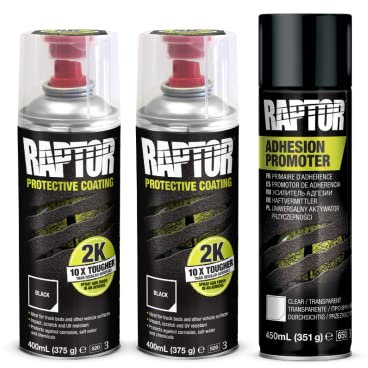 U-POL RAPTOR Aérosol 2K (Noir) Revetement Protection - Kit Plastique
