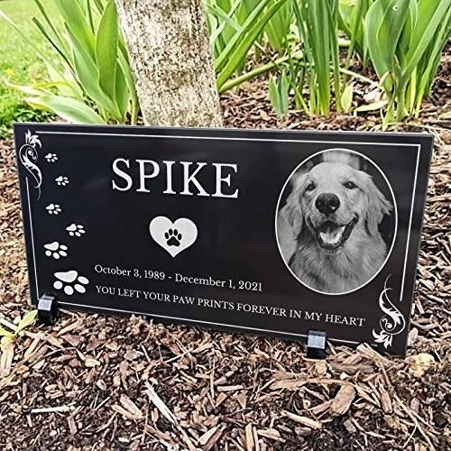 Ariscorp Piedra conmemorativa humana, monumento de granito negro personalizado con imagen y palabra, lápida conmemorativa placa marcador de tumba para alguien que perdió a un ser querido, o mascota,