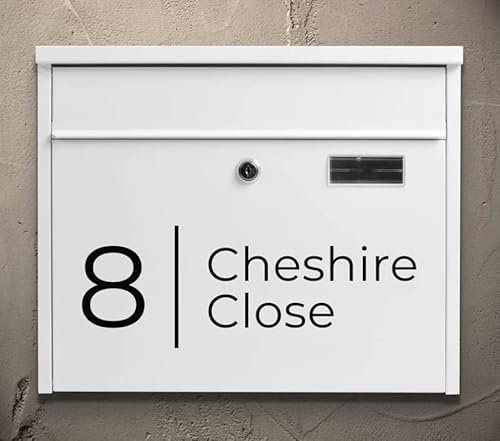 Personalised Letterbox/Postbox/Mailbox, White, Cheshire, Wall-mounted, Lockable, 37.5 x 30.5cm, Add Your House Number/Name/Street