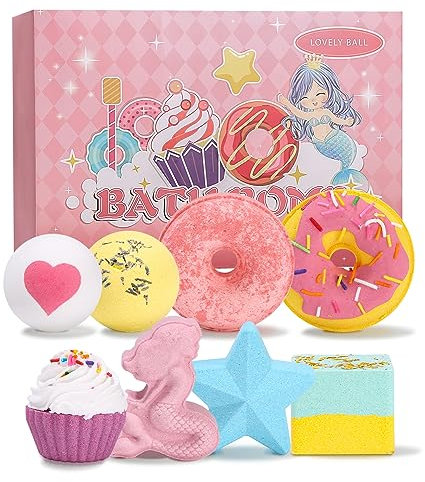 FAOKZE Badekugel Geschenkset ,8 Stück Badebälle,Badelöffel für psychische Entspannung und Entspannung,für Frau,Kinder,Geschenk für Mama Geburtstagsgeschenk Weihnachtsgeschenke
