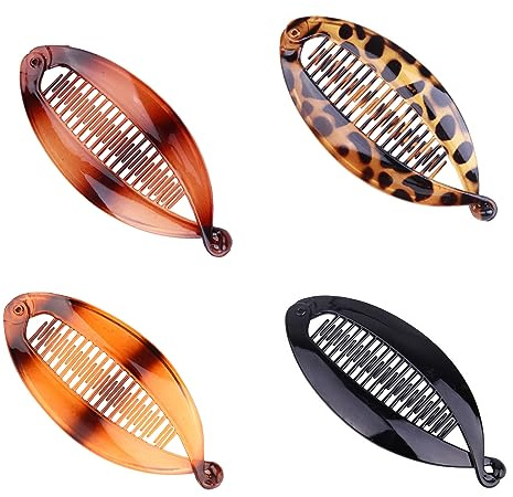 Banana Clip,4 pinzas para el cabello de plátano,peines grandes vintage de plátano,Clip de cola de caballo,peine de cola de pez,Para mujeres y niñas