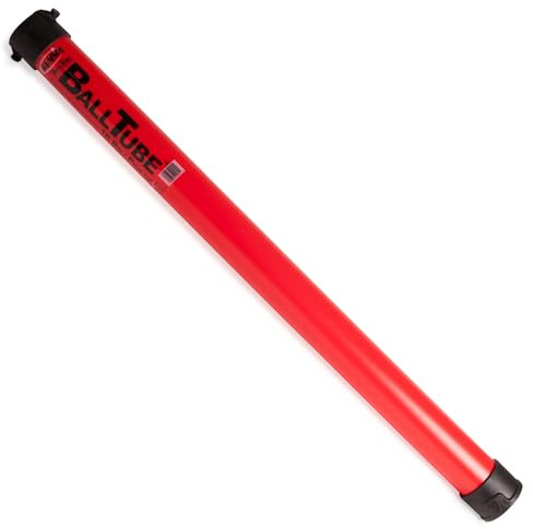 Gamma Sports Tennis Ball Tube Pickup – Red 18-Ball Capacity with Carry Strap and Durable Rubber End Caps with Fence Clips – Quick Court Cleanup Tool for Players, Coaches & Instructors