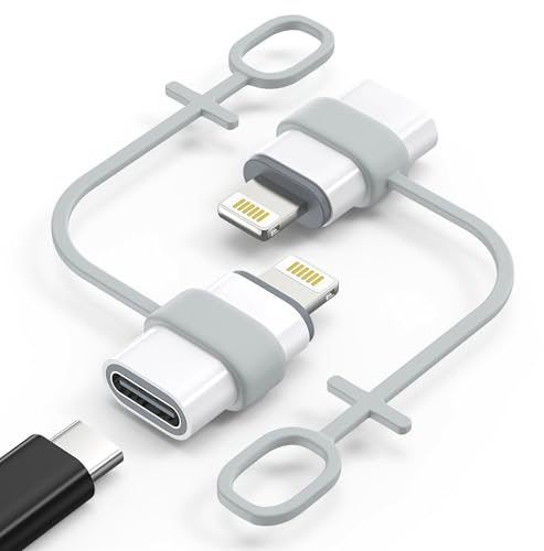MoKo Adattatore USB C a Lightning, Non per Audio/OTG, Adattatore Maschio Lightning a Femmina USB C per iPhone 14/13/12/11/X, Supporta Ricarica e Sincronizzazione Dati, con Anello Anti-perso, Bianco