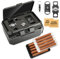LIHTUN Estuche humidor de viaje y accesorios para puros, estuche humidor de puros portátil con 2 cortadores de puros, 1 punzón para puros, higrómetro, caja de puros con triple humidor