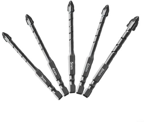 Gettimore Fliesenbohrer-Set, Präzisions-Exzenterbohrer, Wolframstahl-Legierung, Mauerwerk-Bohrer-Set, für Porzellan, Glas, Ziegel, Kunststoff, Zement usw. (B)
