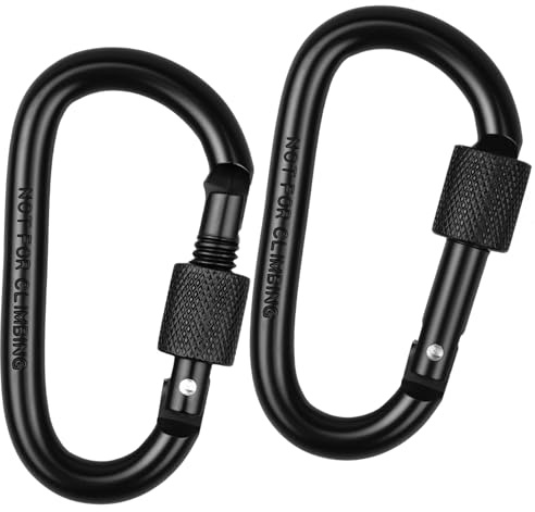 2 Stück Karabinerhaken,Carabiner,Karabiner Schlüsselanhänger,Schlüsselkarabiner,Carabiner Klein,Karabiner Rucksack,Karabina,für Rucksäcke,Schlüssel,Wasserflaschen(Schwarz)