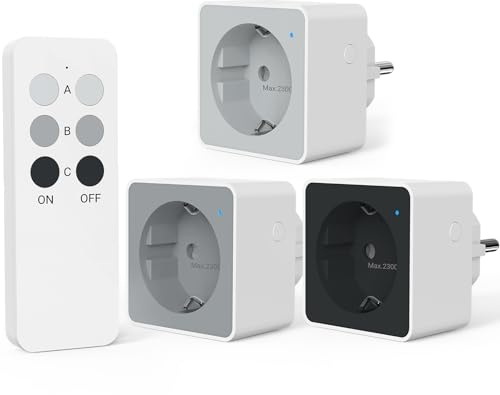 SURNICE Enchufe inalámbrico con mando a distancia, 2300 W, enchufe conmutable, mando a distancia, alcance máximo de 80 m, interruptor de luz inalámbrico con protección contra sobrecarga, para lámparas