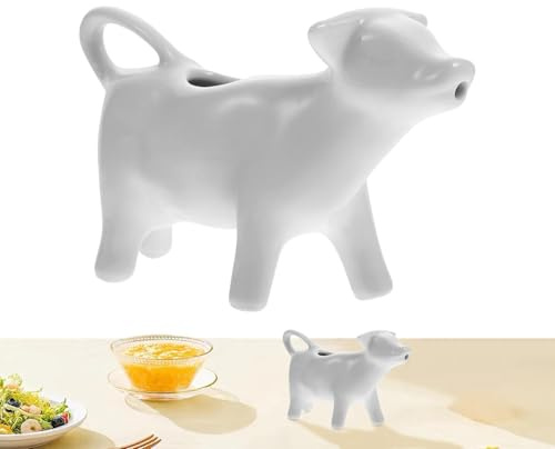 Bricco per latte a forma di mucca, resistente al calore, in ceramica, per cartoni animati, piccolo contenitore per panna per campeggio, picnic, barbecue, in vetro portatile per la casa, 13 x 3 x 6 cm